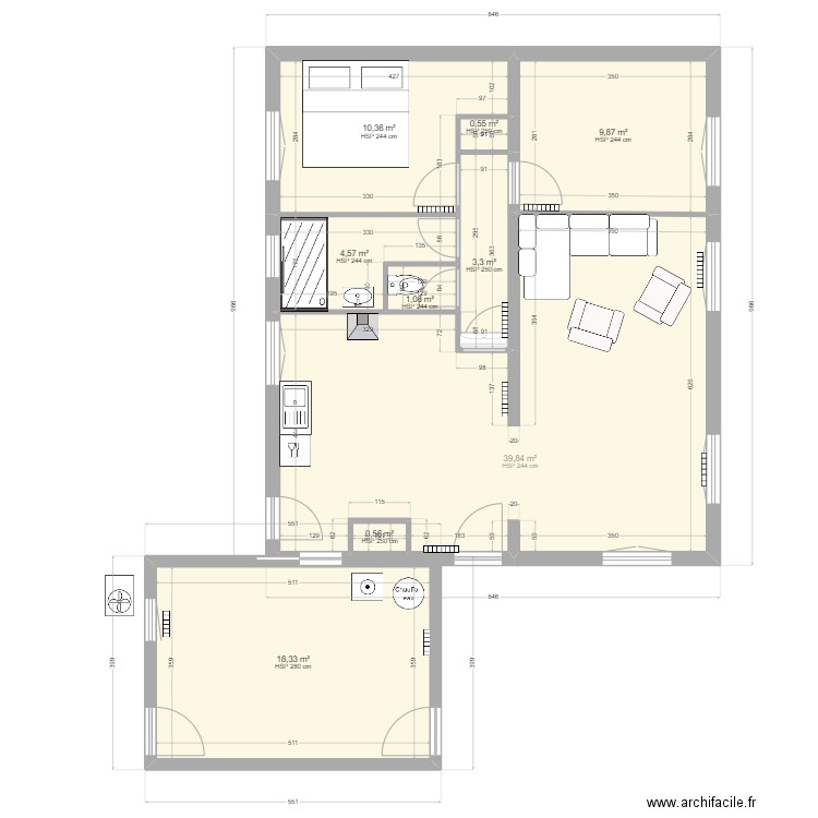 maison FERRES. Plan de 9 pièces et 88 m2