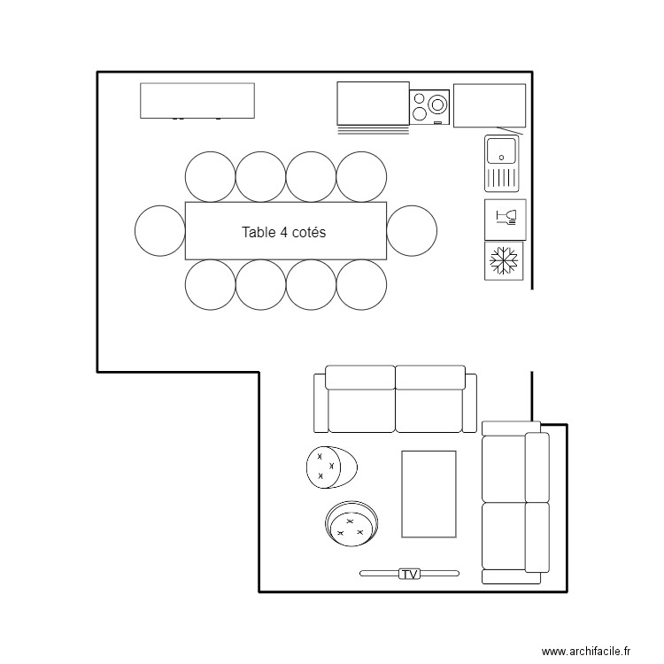 séjour / cuisine. Plan de 0 pièce et 0 m2