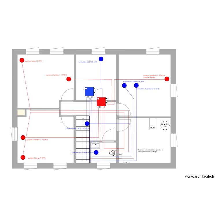 Plan VMC RDC ET ETAGE. Plan de 0 pièce et 0 m2