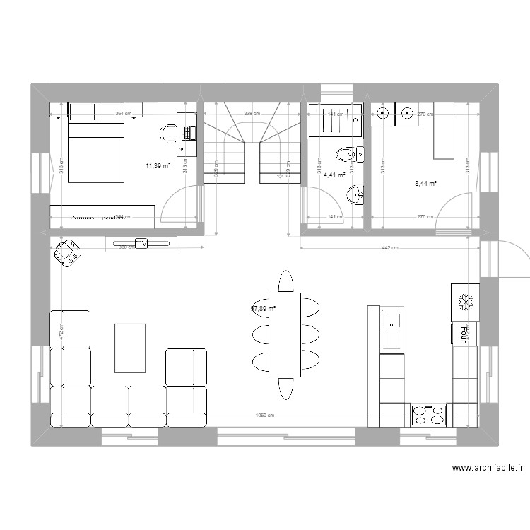 Salon Cuisine. Plan de 0 pièce et 0 m2