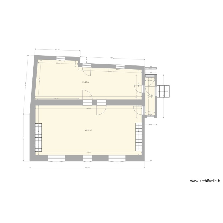 PLAN 33 RTE PONT L'ABBE NOUVEAUX STUDIOS BLANC. Plan de 3 pièces et 81 m2