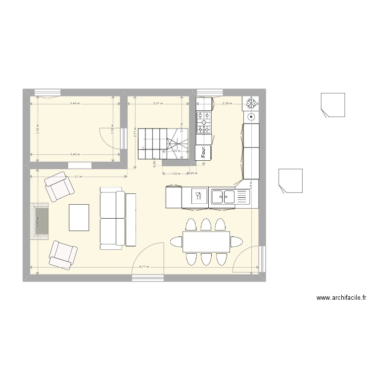 Maison Pascal et Béné cuisine avec ilot. Plan de 0 pièce et 0 m2