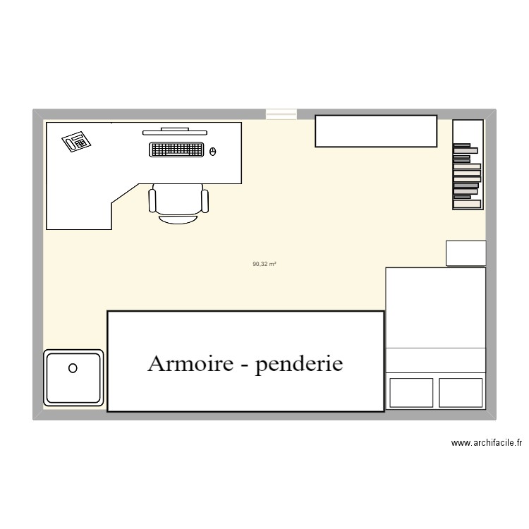 plan de ma chambre. Plan de 1 pièce et 90 m2