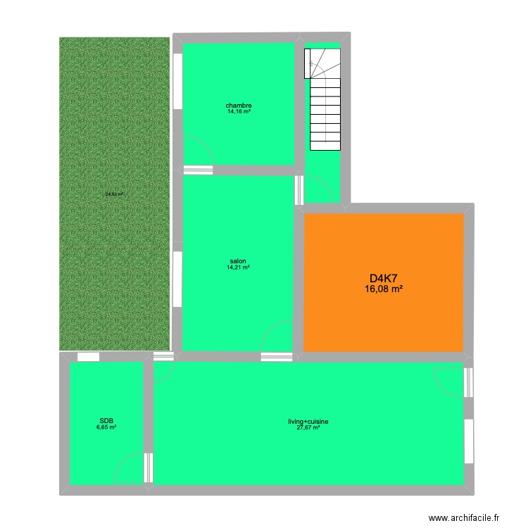 Nimy. Plan de 5 pièces et 79 m2