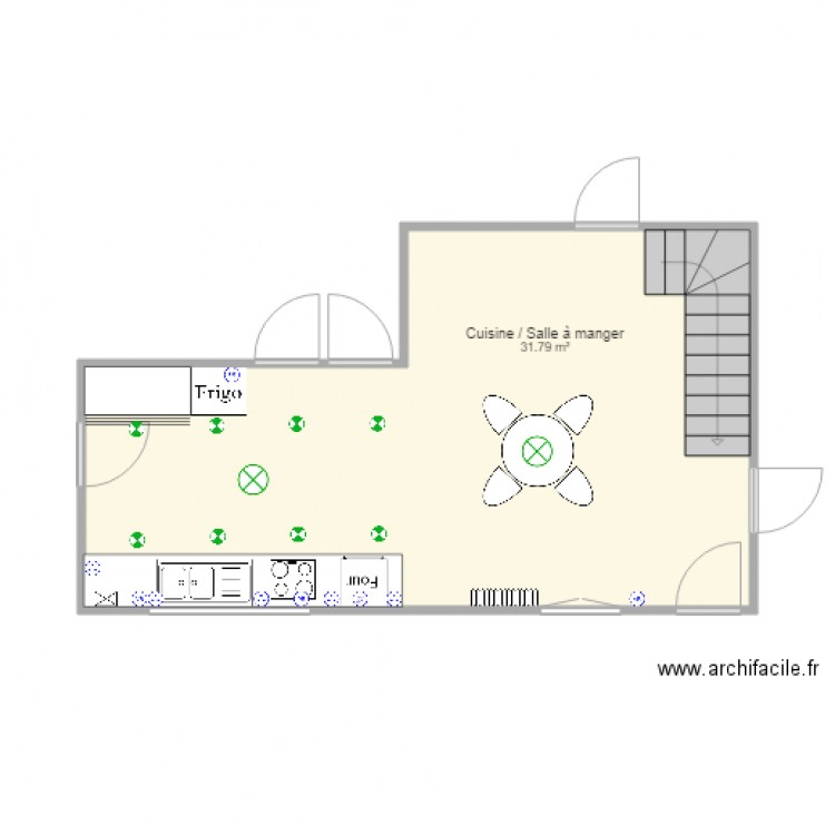 cuisine salle a manger - Plan dessiné par crozon36