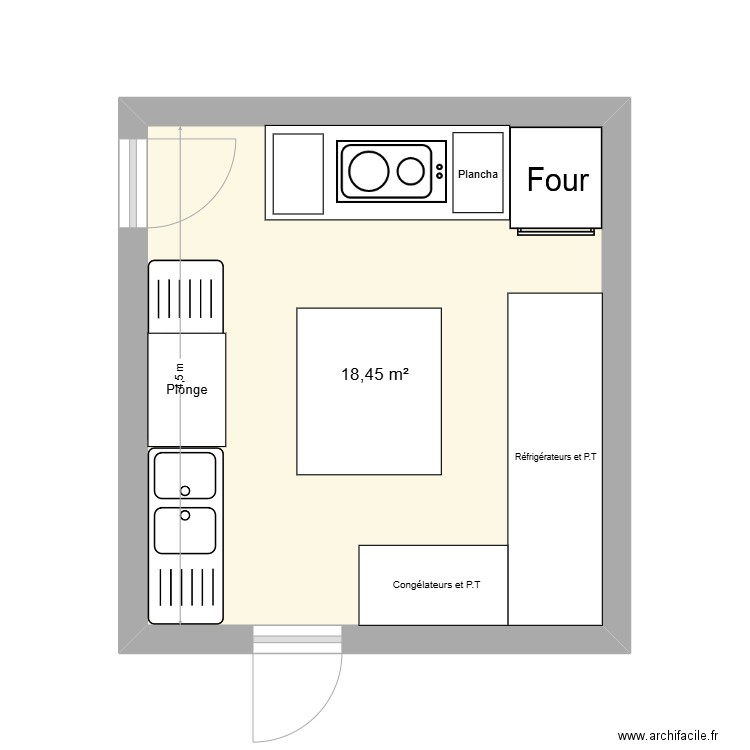 cuisine de AGS. Plan de 1 pièce et 18 m2