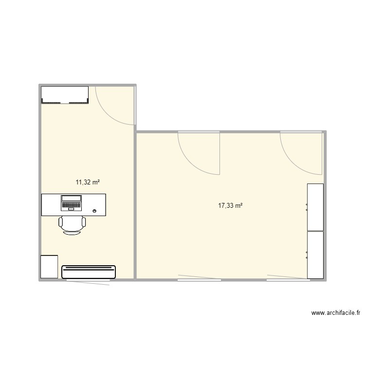 Plan bureau. Plan de 2 pièces et 29 m2