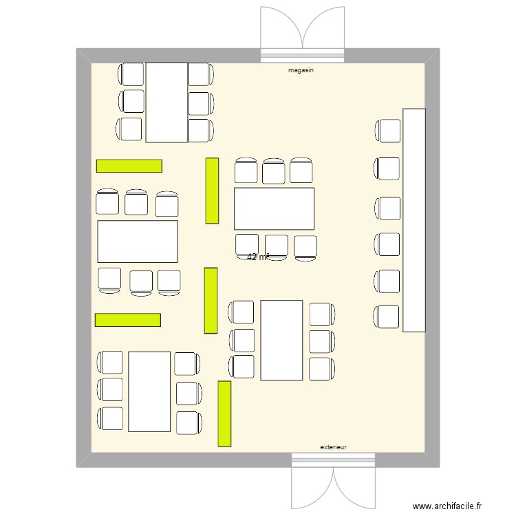 salle oeting. Plan de 1 pièce et 42 m2