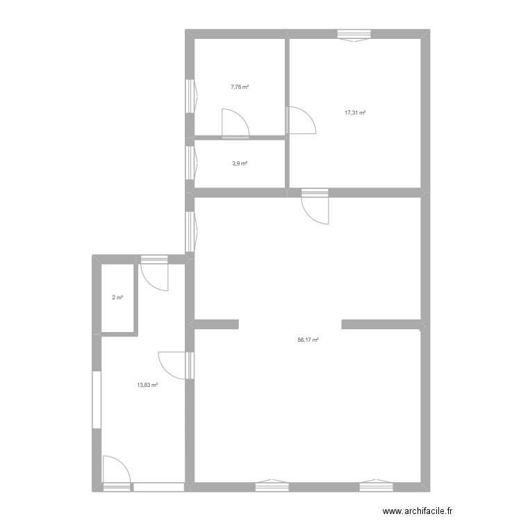 plan vierge 2D . Plan de 6 pièces et 101 m2