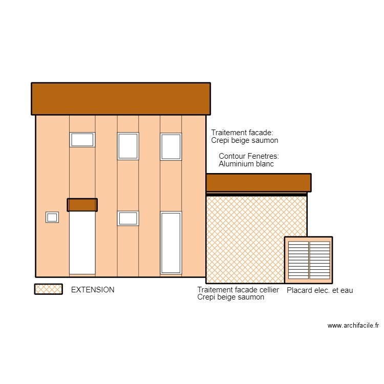 Plan de Façade 4 Etat Projete. Plan de 8 pièces et 47 m2