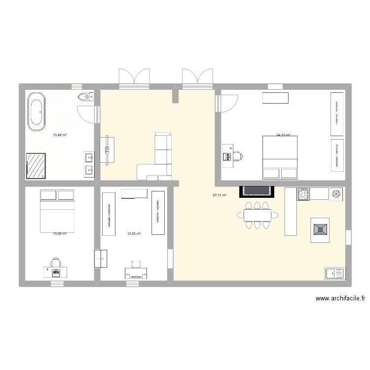 Maison tata. Plan de 5 pièces et 122 m2