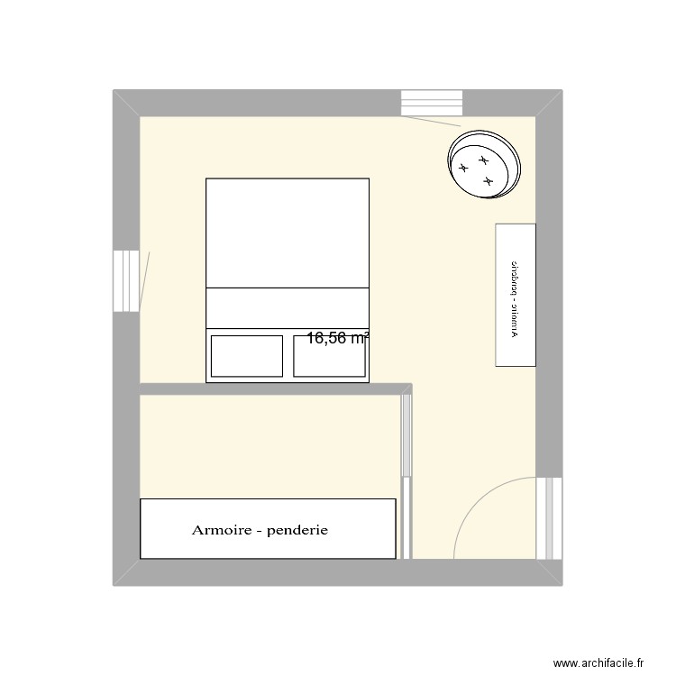 chambre parents V3. Plan de 1 pièce et 17 m2