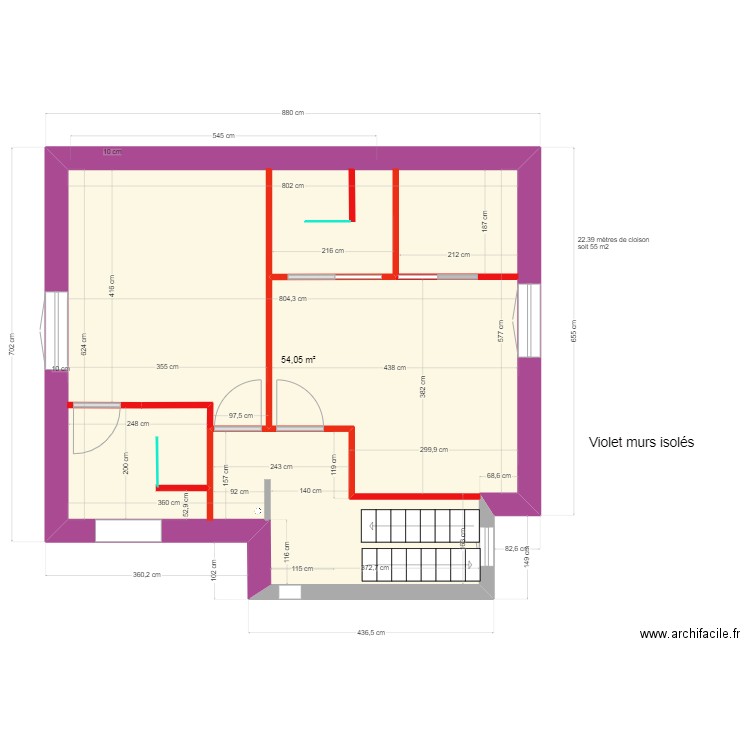 1er cotation cloisons isolation. Plan de 0 pièce et 0 m2