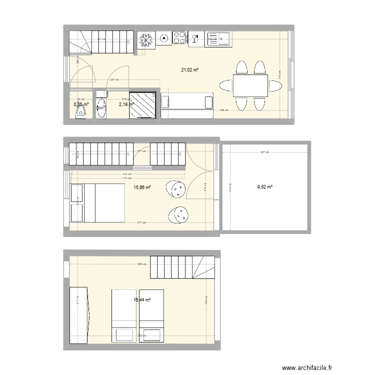 Avventura V2. Plan de 6 pièces et 66 m2