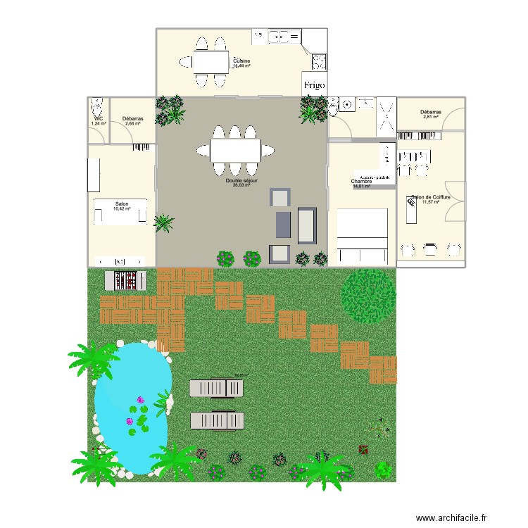 Maison QL FC. Plan de 8 pièces et 93 m2