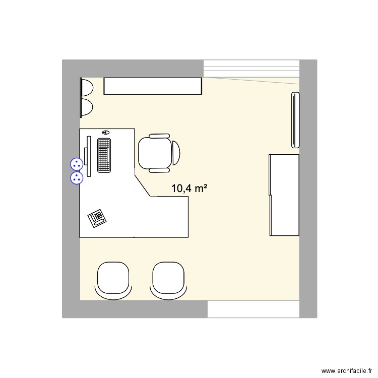 BUREAU VAN. Plan de 1 pièce et 10 m2