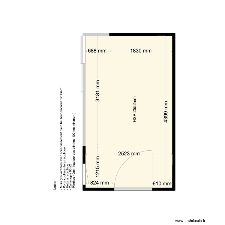 PEURON. Plan de 1 pièce et 11 m2