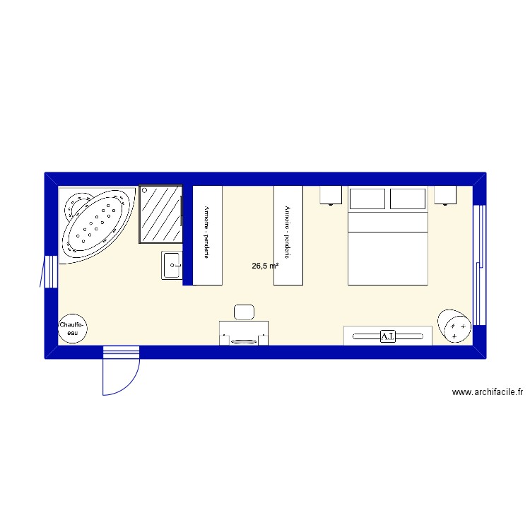 LOIC. Plan de 1 pièce et 27 m2