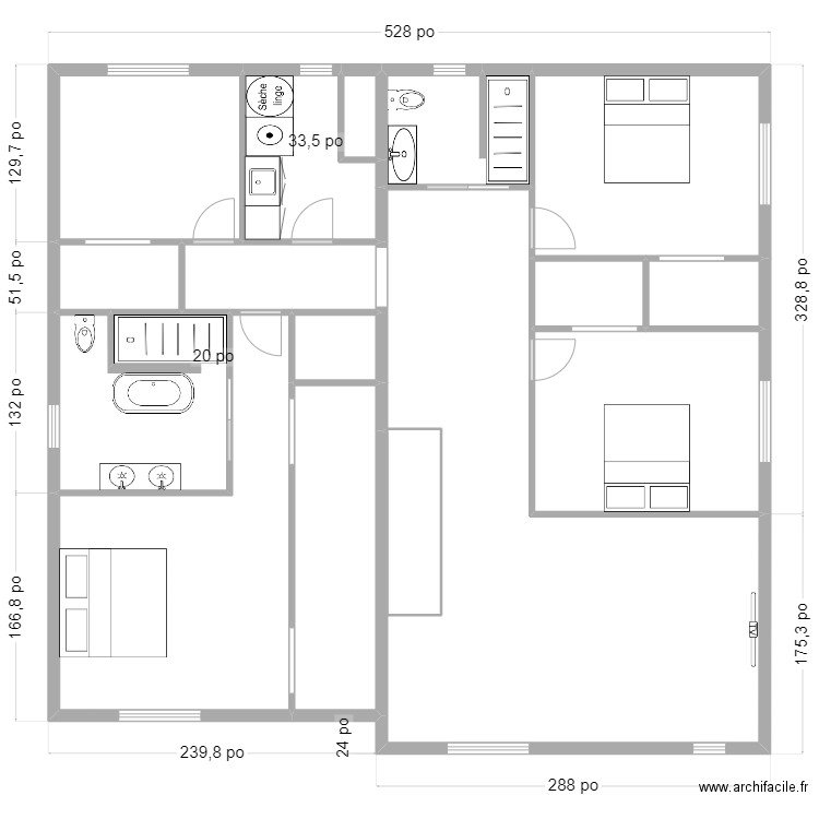 Maison 2. Plan de 21 pièces et 303 m2