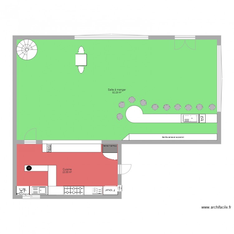 plan projet restaurant. Plan de 0 pièce et 0 m2