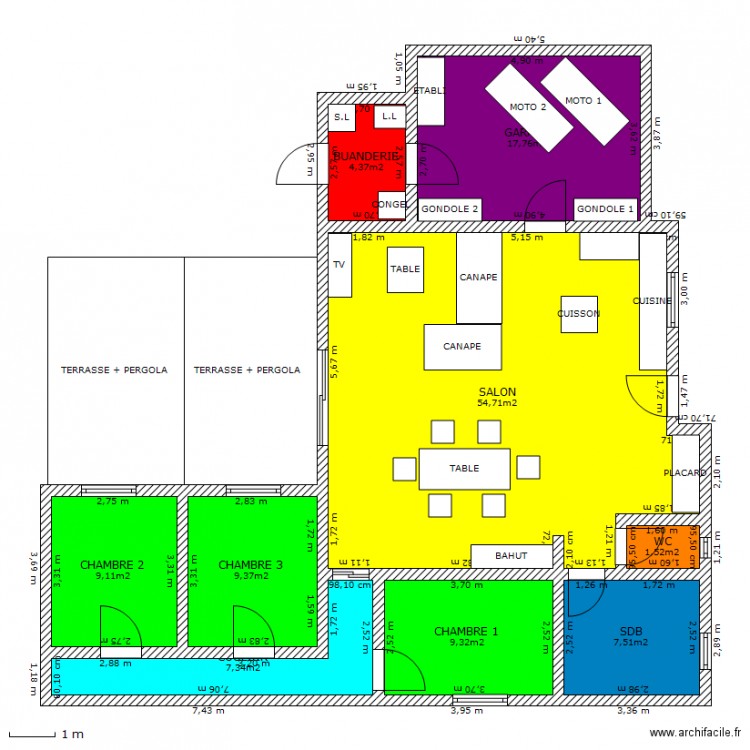 maison en L sans terrain. Plan de 0 pièce et 0 m2