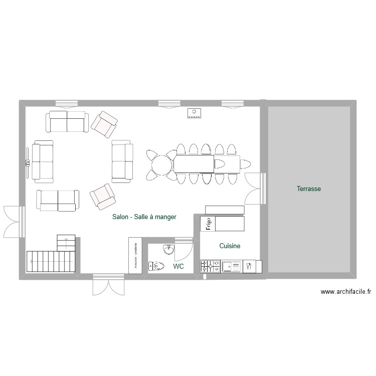 MINOTERIE RDC 40P. Plan de 2 pièces et 104 m2