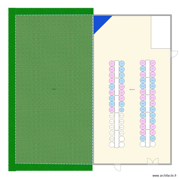 Pacs 2. Plan de 1 pièce et 186 m2