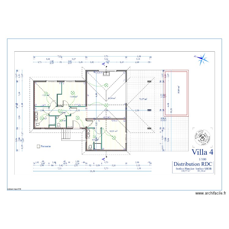 plan de distrisbution villa 4. Plan de 0 pièce et 0 m2