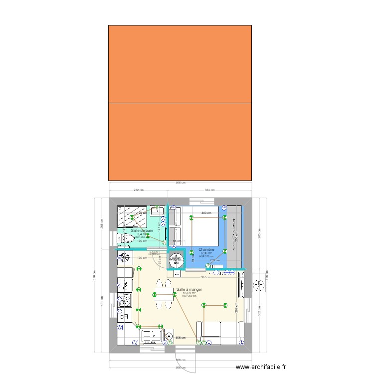 TINY HOUSE. Plan de 4 pièces et 27 m2