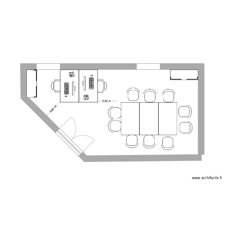 bureau 0046 LHSS pédiatrique configuration hors réunion. Plan de 0 pièce et 0 m2