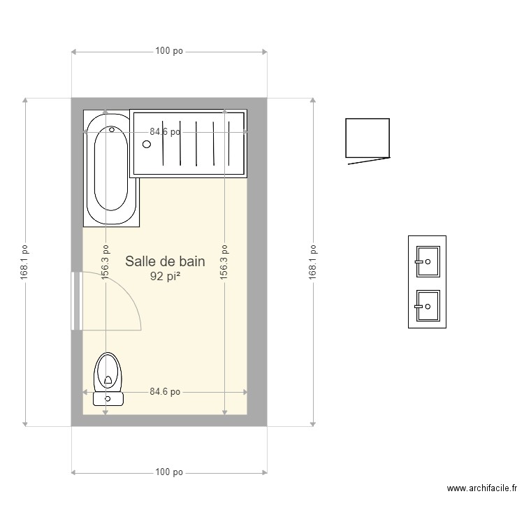 salle de bain - Plan 1 pièce 9 m2 dessiné par cocojalbert