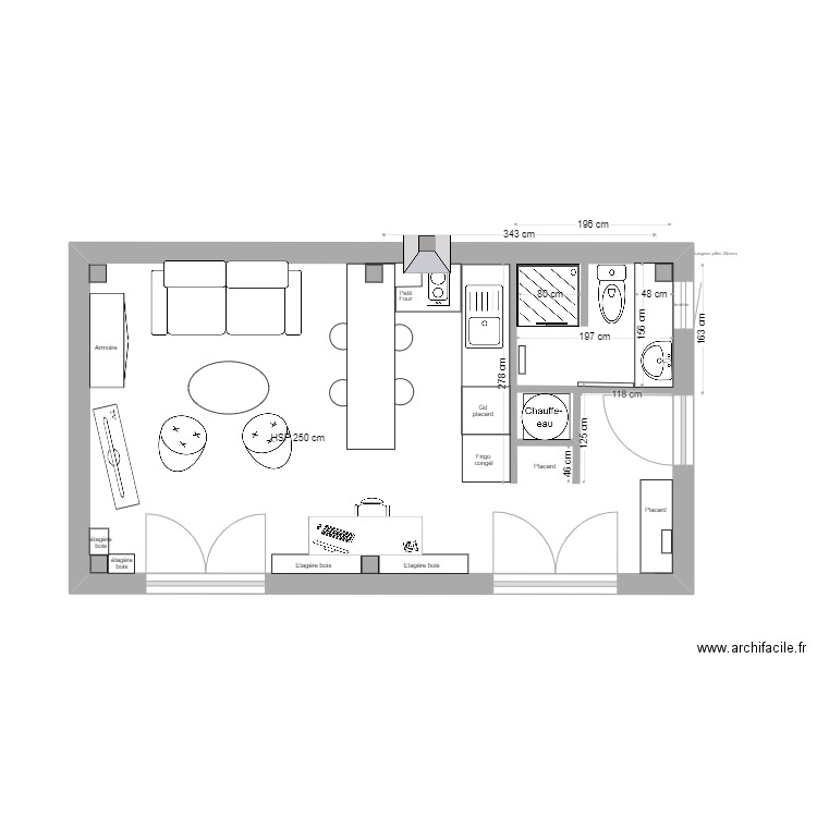 8 MAS . Plan de 1 pièce et 29 m2