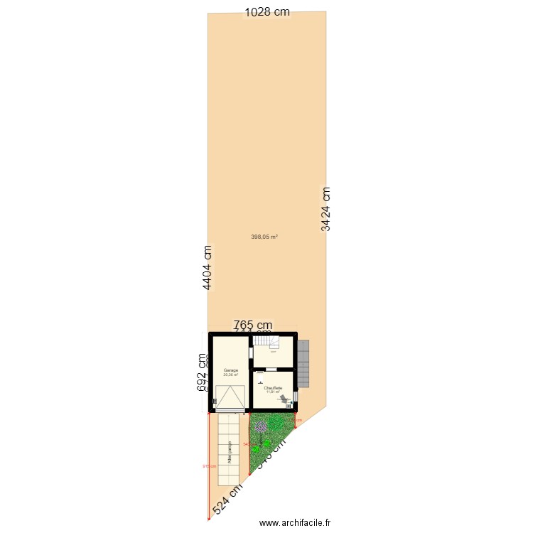 plan implantation du bâtiment. Plan de 3 pièces et 42 m2