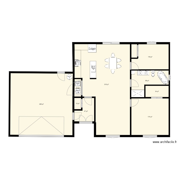 maison sur dalle de béton. Plan de 0 pièce et 0 m2