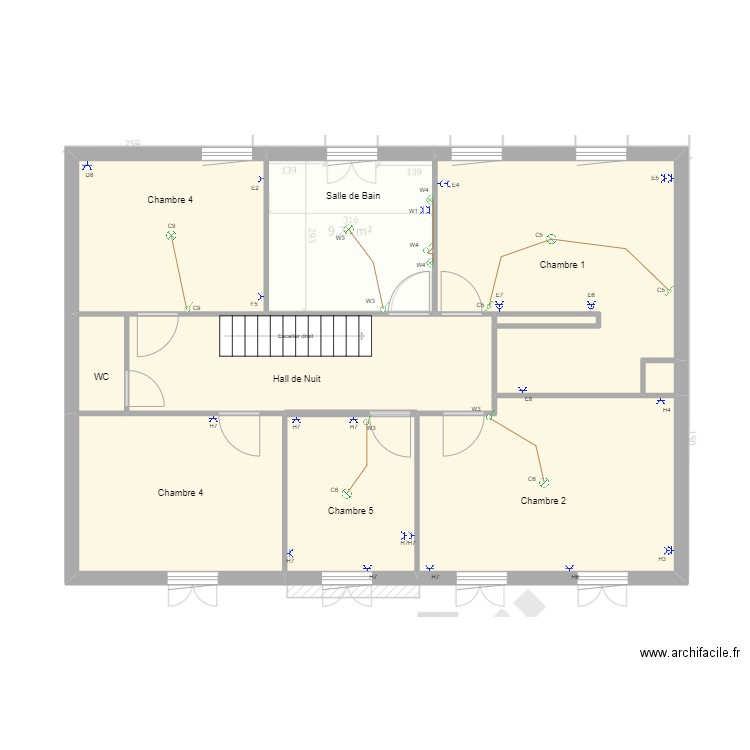 Plan_electrique_etage. Plan de 0 pièce et 0 m2