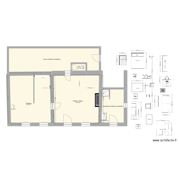 Plan de Base Pascal. Plan de 5 pièces et 108 m2