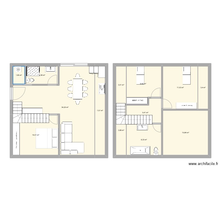 v300. Plan de 13 pièces et 122 m2