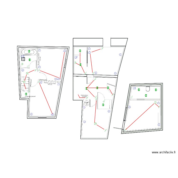 PLAN ELECTRIQUE RDC1 + R+1 + FORGE. Plan de 0 pièce et 0 m2