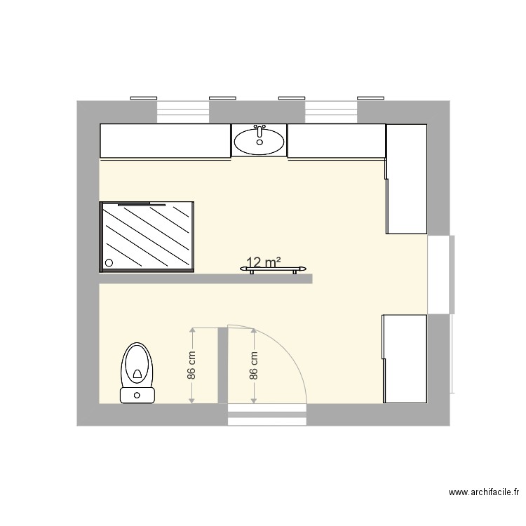 Chambre 2 WC douche. Plan de 0 pièce et 0 m2