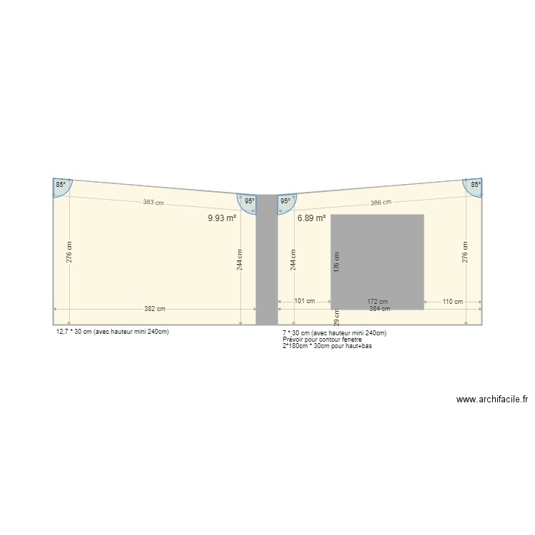 Mur salle répet. Plan de 4 pièces et 24 m2