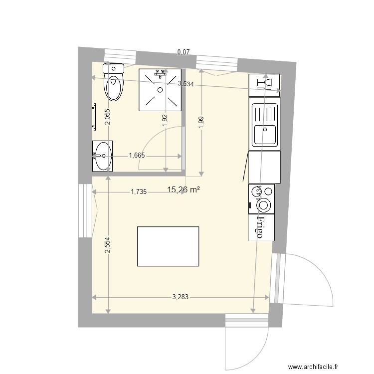 schwind plan 1. Plan de 1 pièce et 15 m2