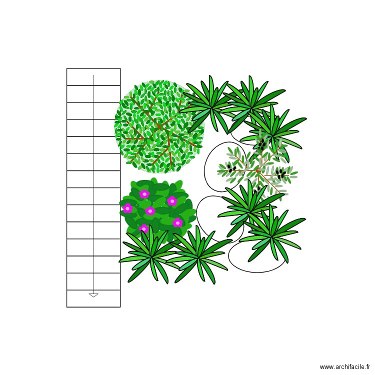 Jardin japonais droit. Plan de 0 pièce et 0 m2