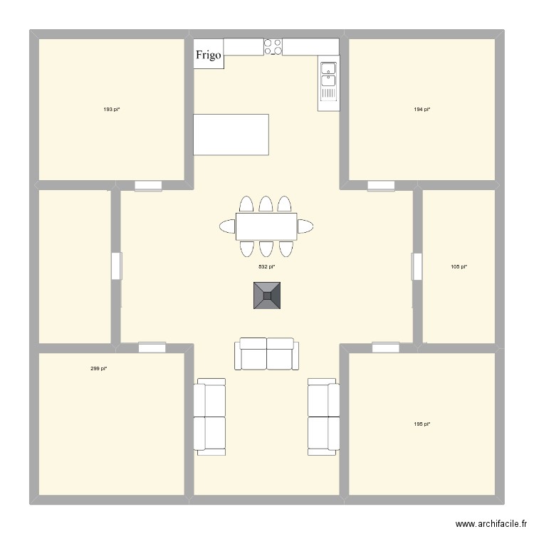 Maison carrée. Plan de 0 pièce et 0 m2