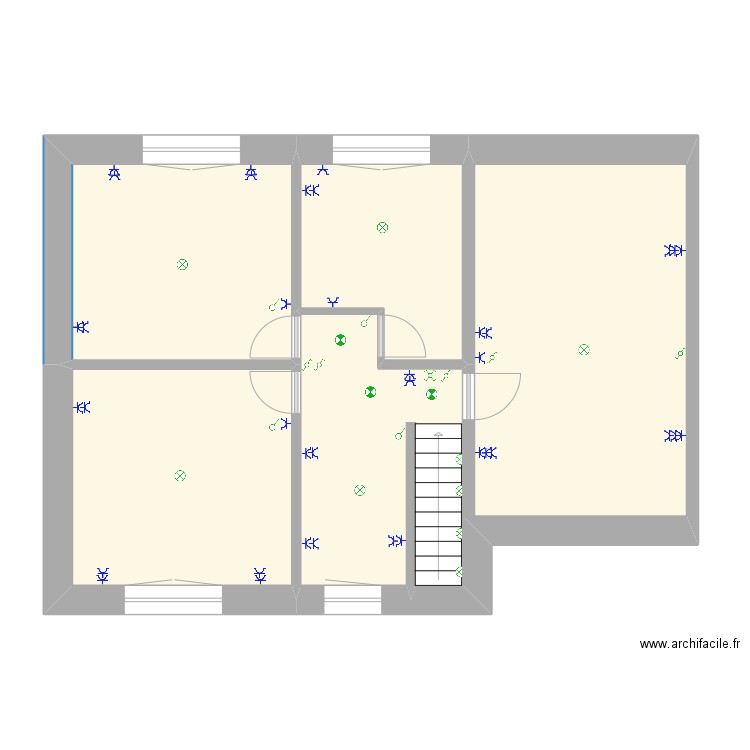 Etage FRED maison gauche. Plan de 4 pièces et 69 m2