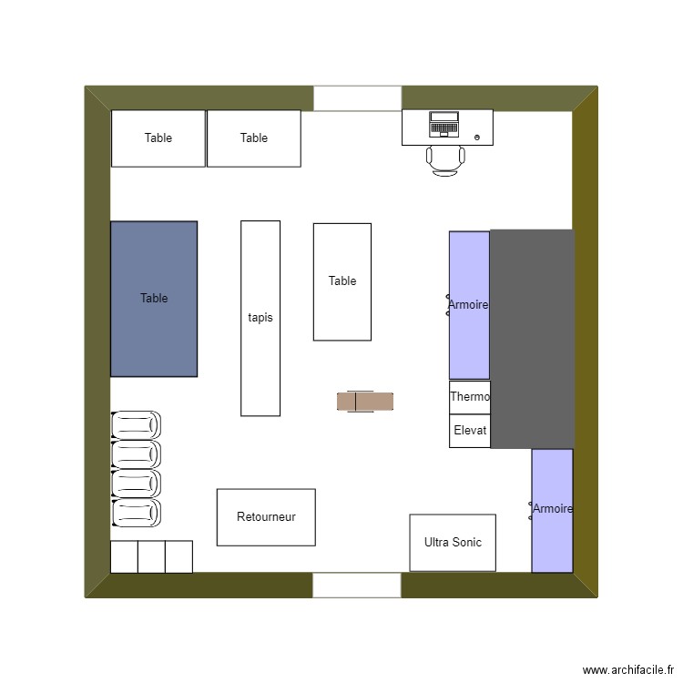 layout. Plan de 1 pièce et 23 m2