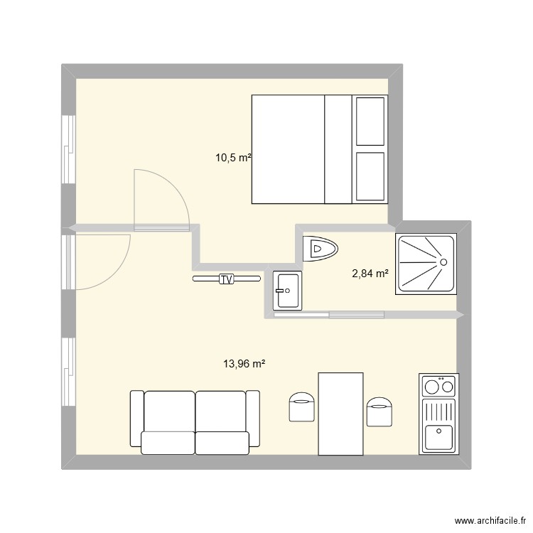 marbeuf. Plan de 3 pièces et 27 m2