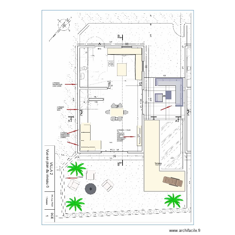 VILLA 2. Plan de 1 pièce et 15 m2