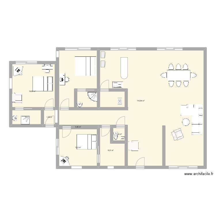 plan2. Plan de 7 pièces et 157 m2