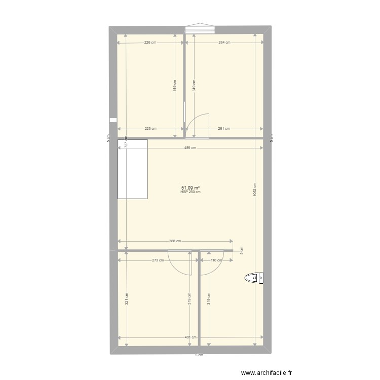 NICHOLSON. Plan de 1 pièce et 51 m2