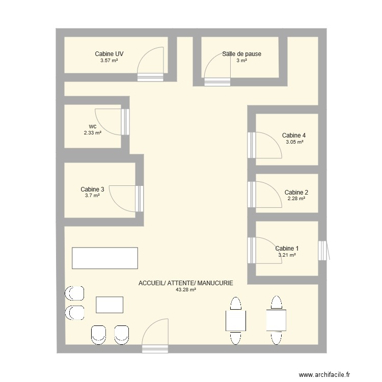 institut de beauté. Plan de 0 pièce et 0 m2